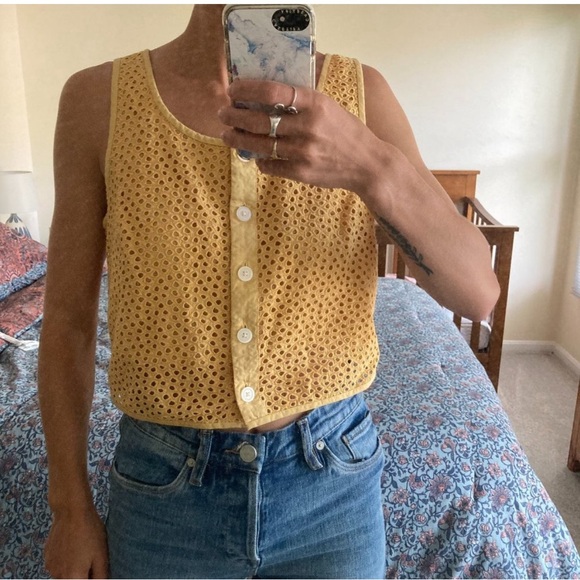 Everlane Eyelet Tank in Golden Hour - Picture 2 of 8